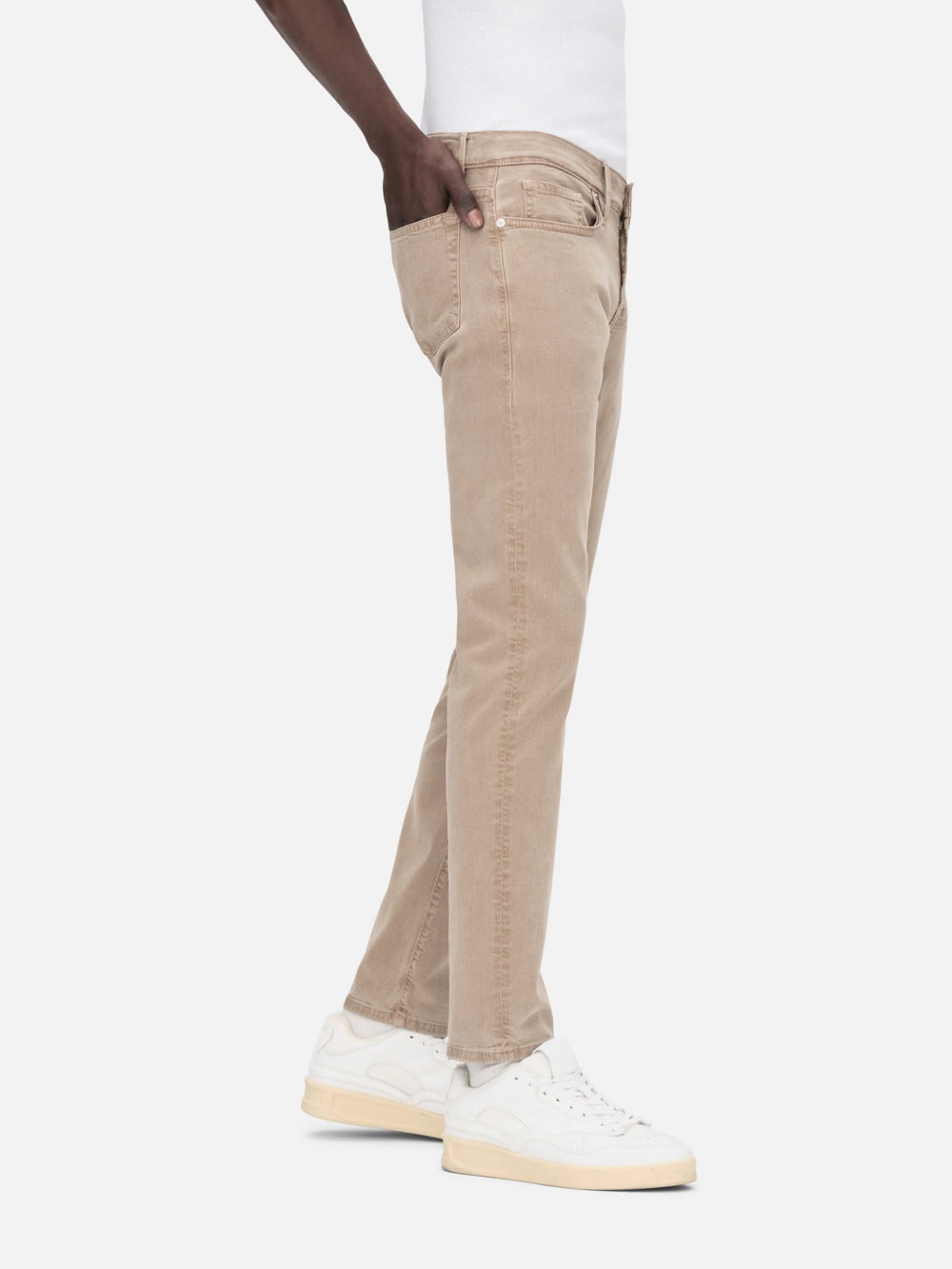 L'Homme Slim Brushed Twill in Stone Beige - 4