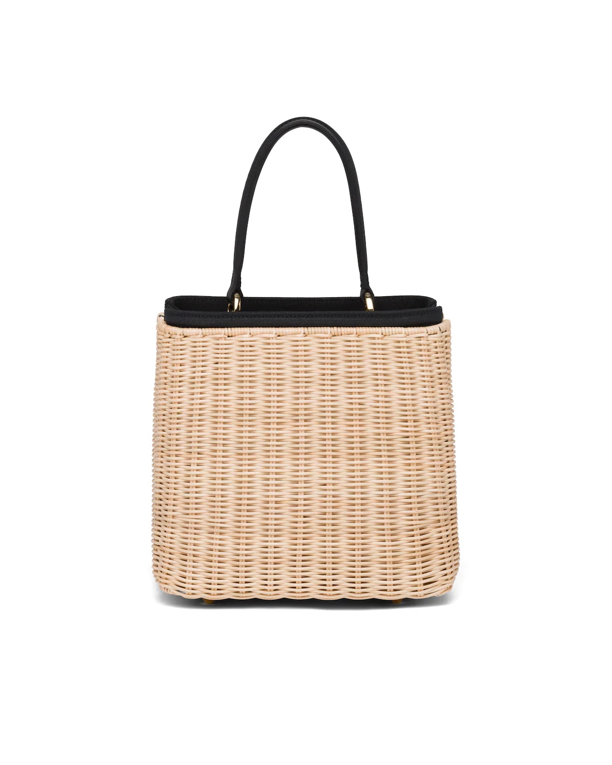 Wicker and Canvas Handbag - 4