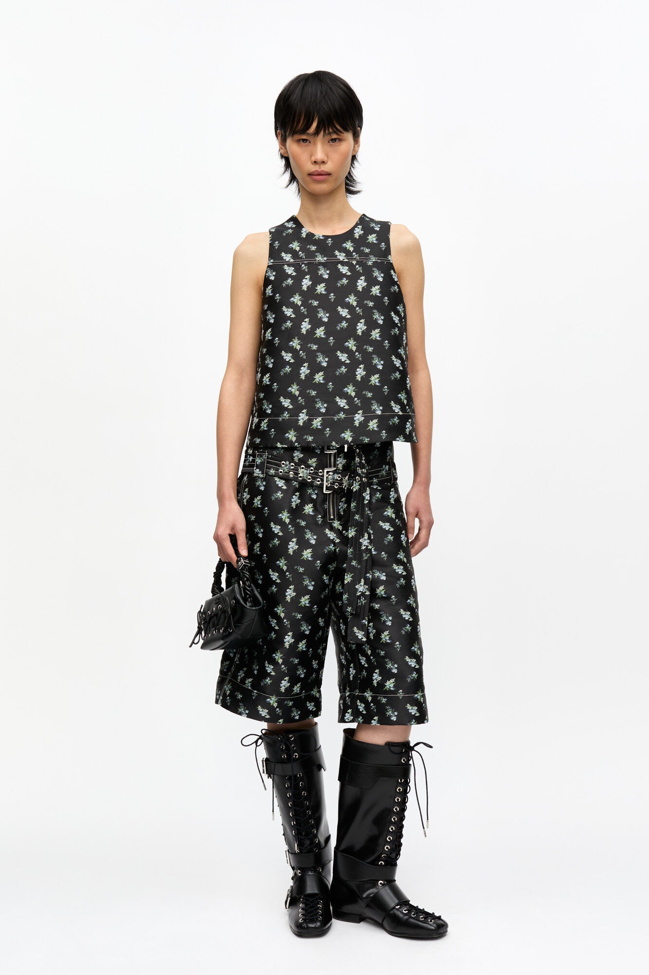 FLORAL JACQUARD SLEEVELESS TOP - 3
