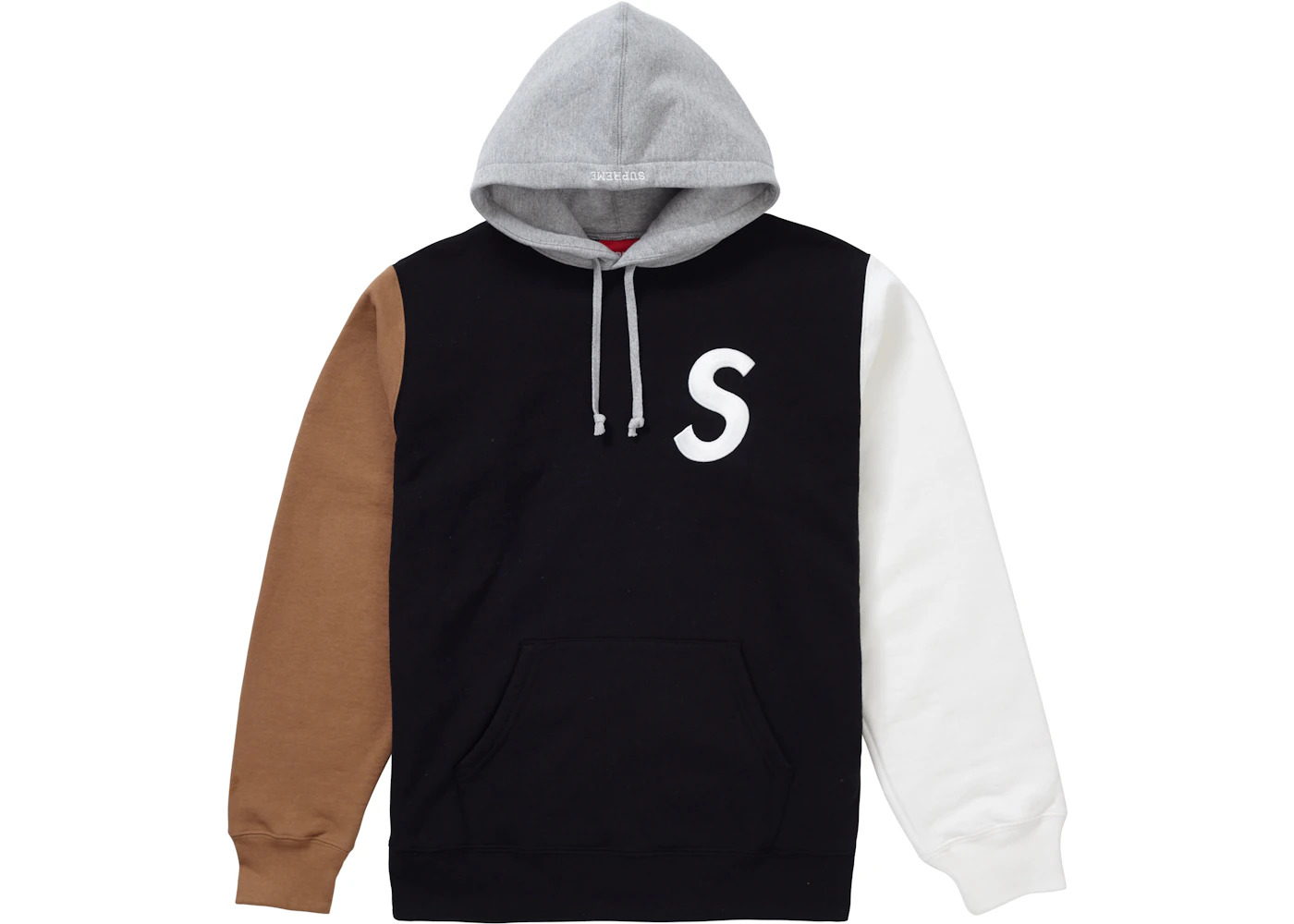 Supreme S Logo Colorblocked Hooded Sweatshirt Black - 1