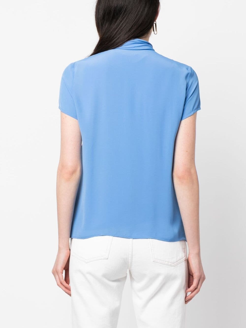 tie-neck short-sleeve shirt - 4
