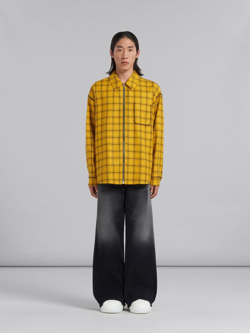 YELLOW CHECKED WOOL JACKET - 2