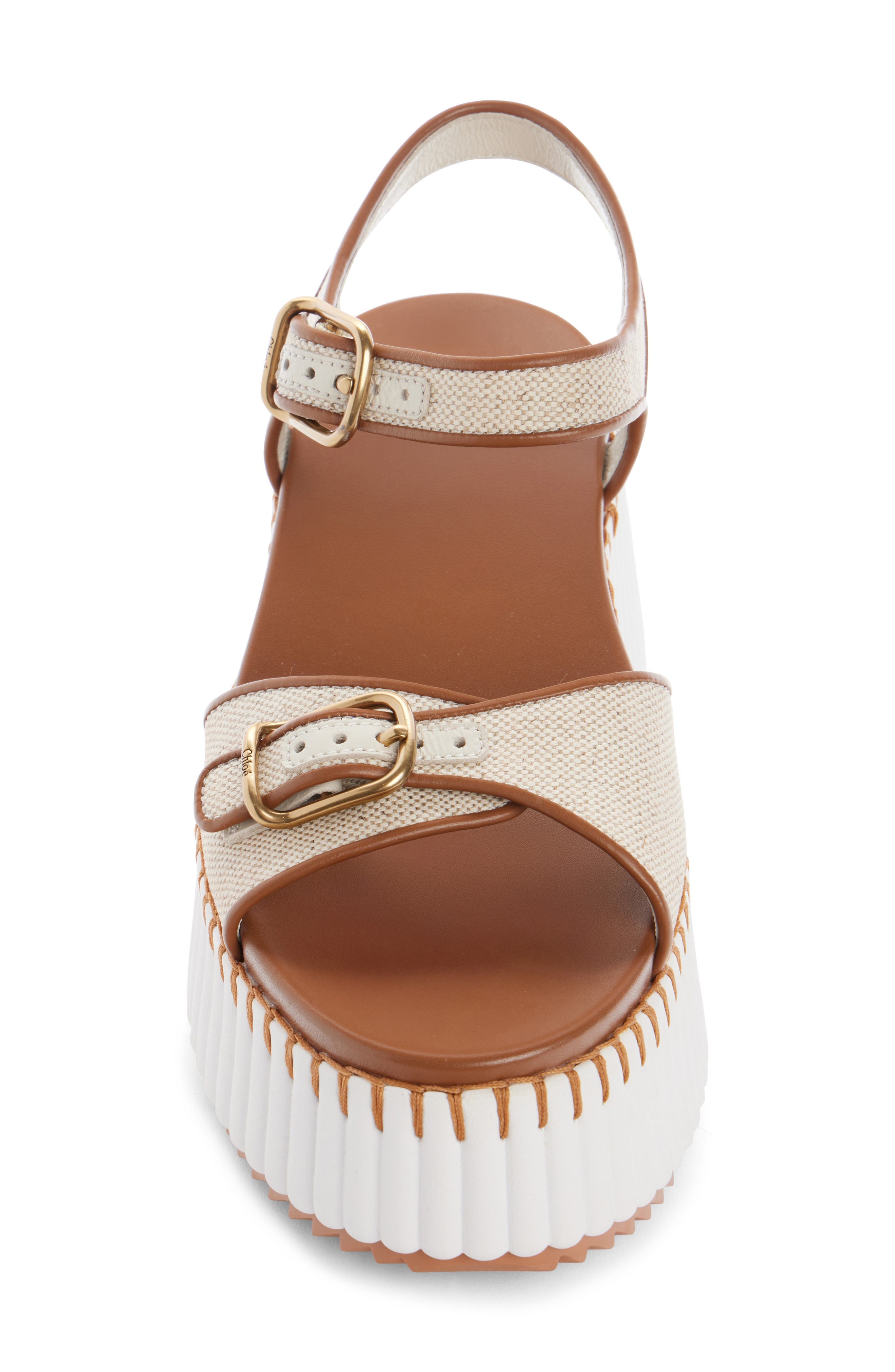 Chloé Nama Platform Wedge Sandal in Dusty White at Nordstrom - 4