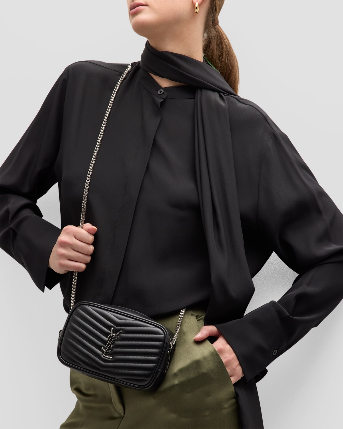 Lou Mini YSL Camera Bag in Smooth Quilted Leather - 4