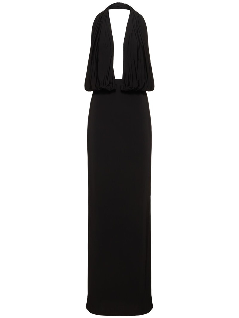 Halter neck jersey long dress - 1