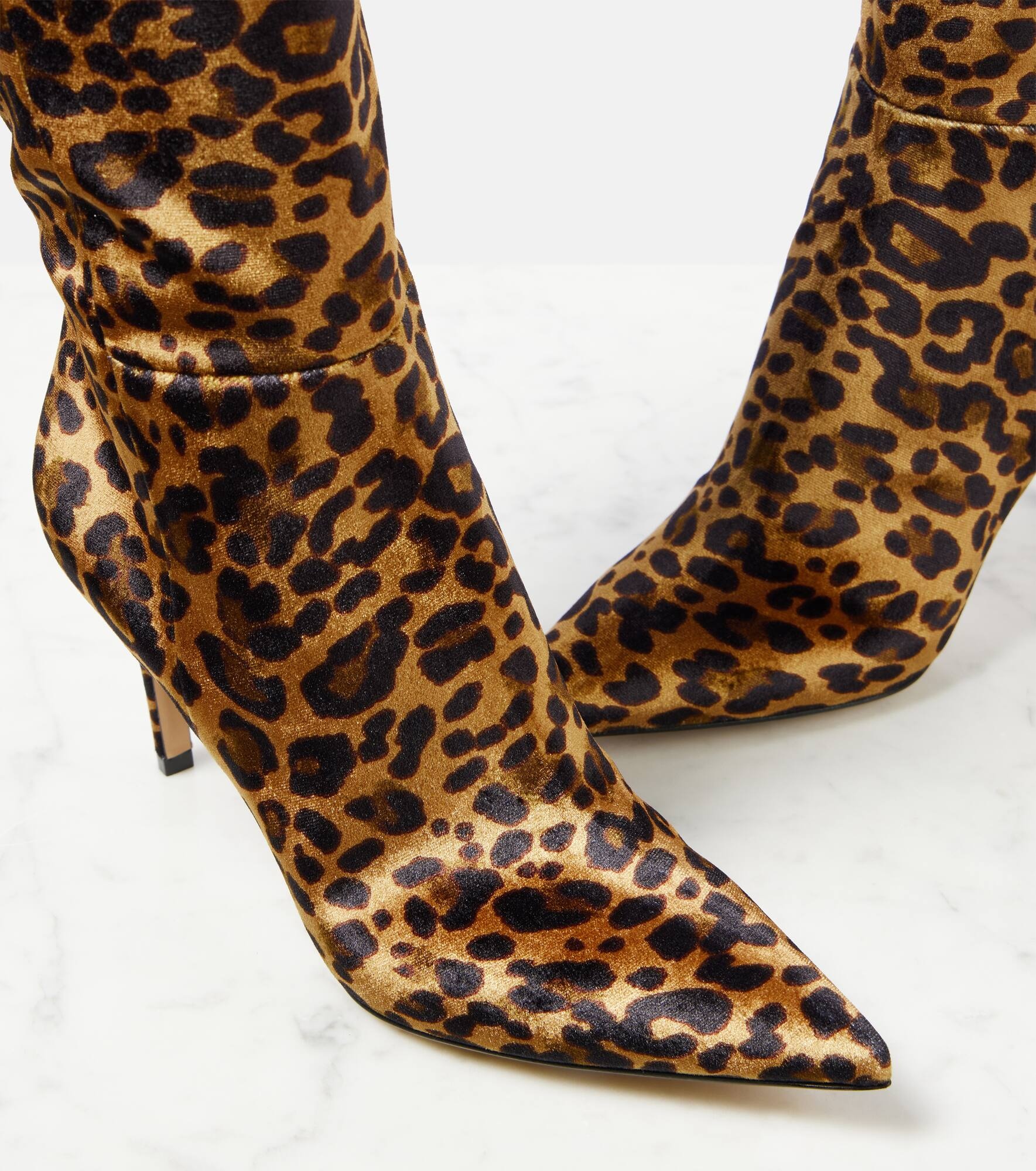 85 leopard-print velvet knee-high boots - 5