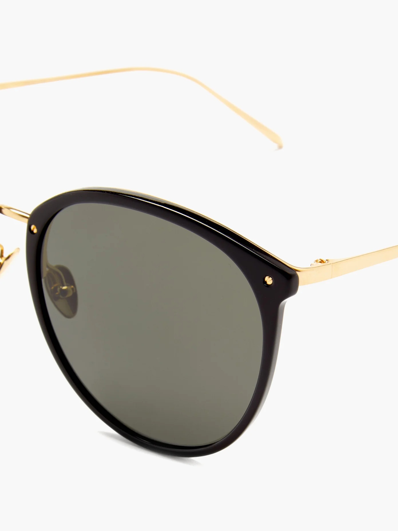 Kings round acetate & 18kt gold-plated sunglasses - 2