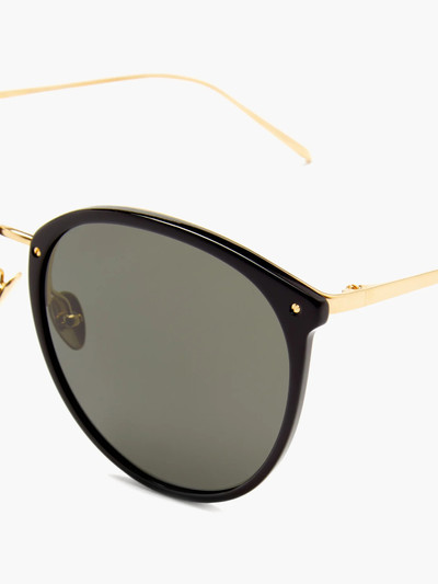 LINDA FARROW Kings round acetate & 18kt gold-plated sunglasses outlook