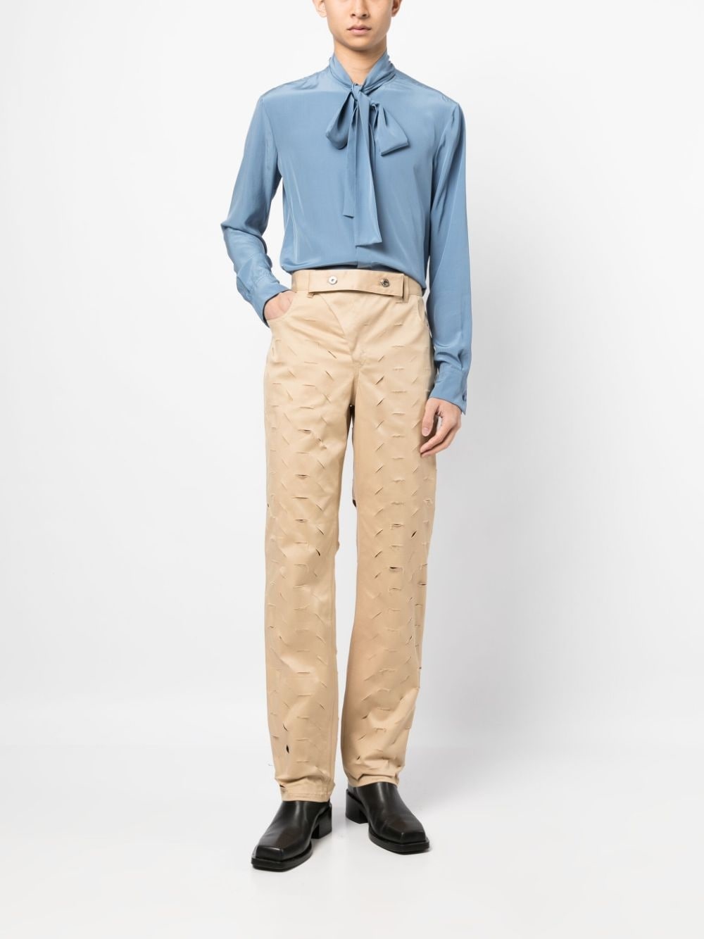 ripped straight-leg trousers - 2