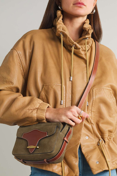Isabel Marant Wasy leather-trimmed suede shoulder bag outlook