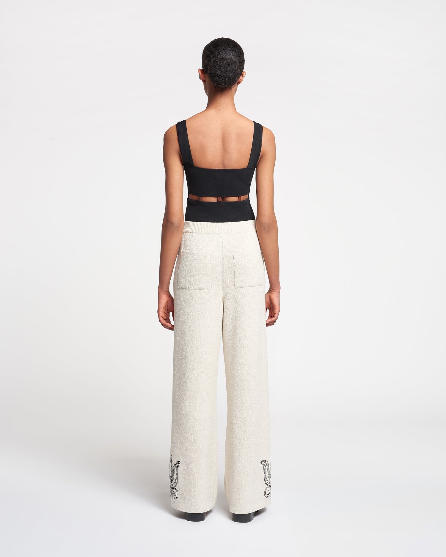 Embroidered Textured-Linen Pants - 3