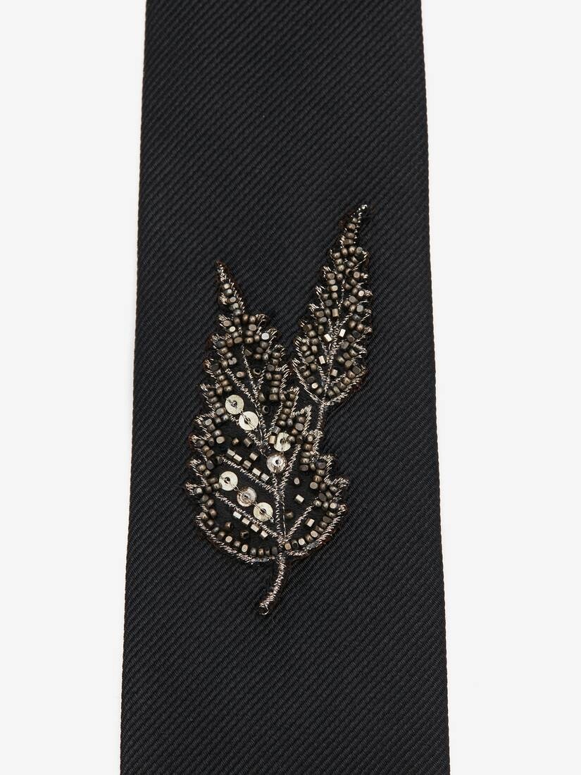 Men's Nettle Embroidery Tie in Black - 4