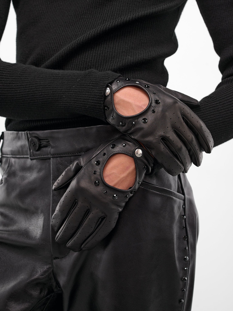 ERNEST W. BAKER Lamb Leather Swarovski Driving Gloves outlook