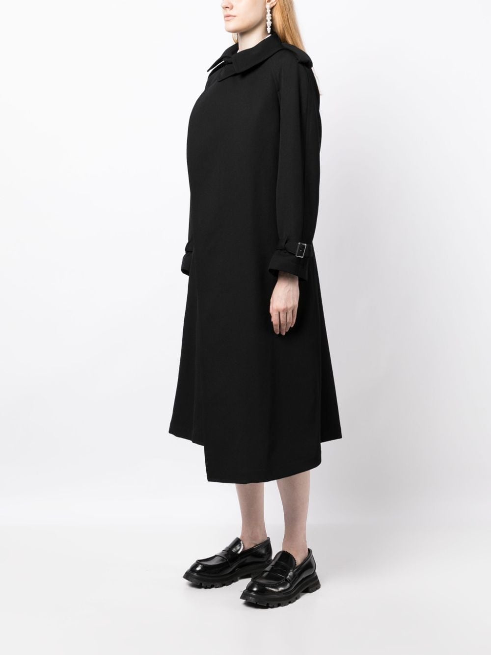 notched-lapels wool coat - 3