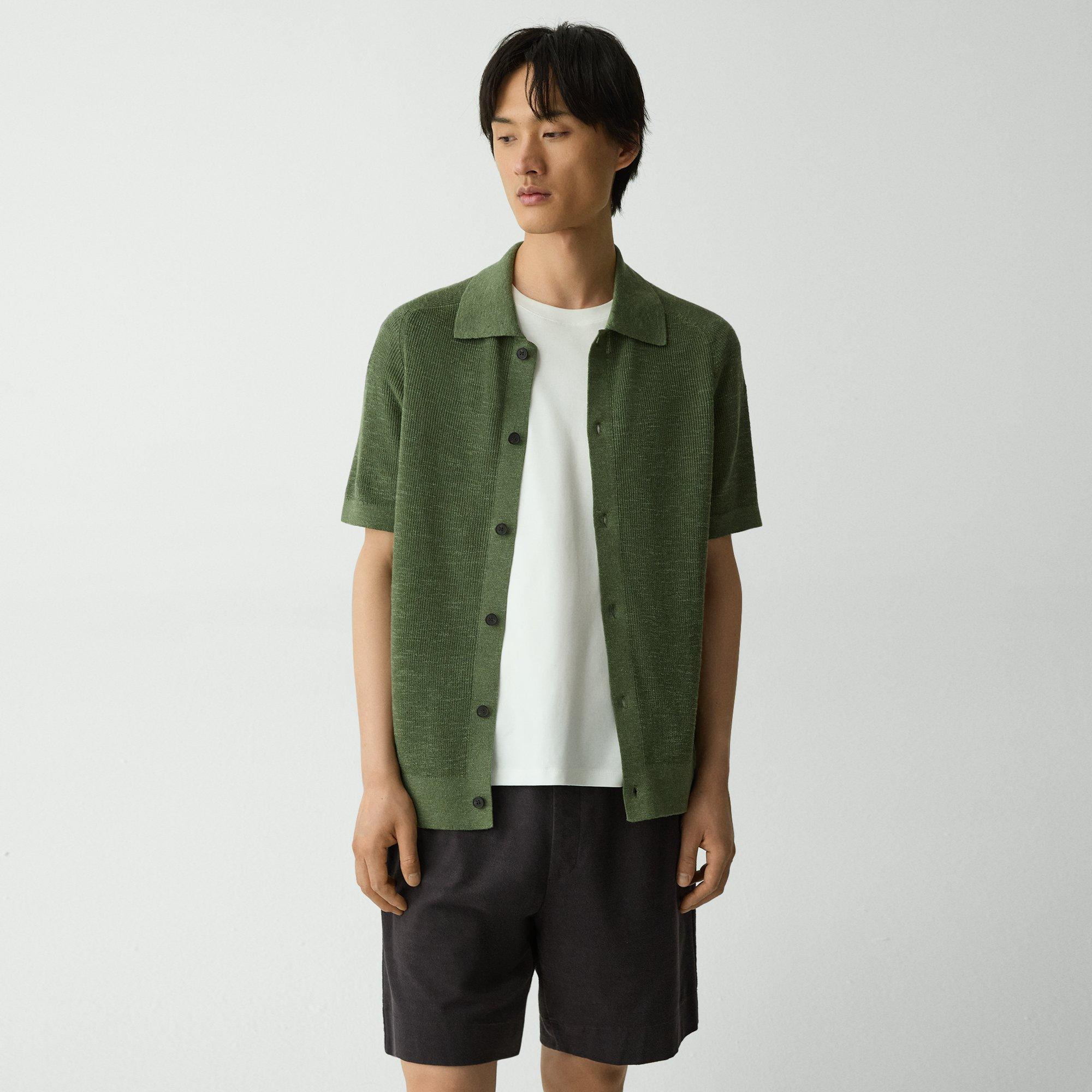 Short-Sleeve Button-Up Shirt in Pacific Linen - 2