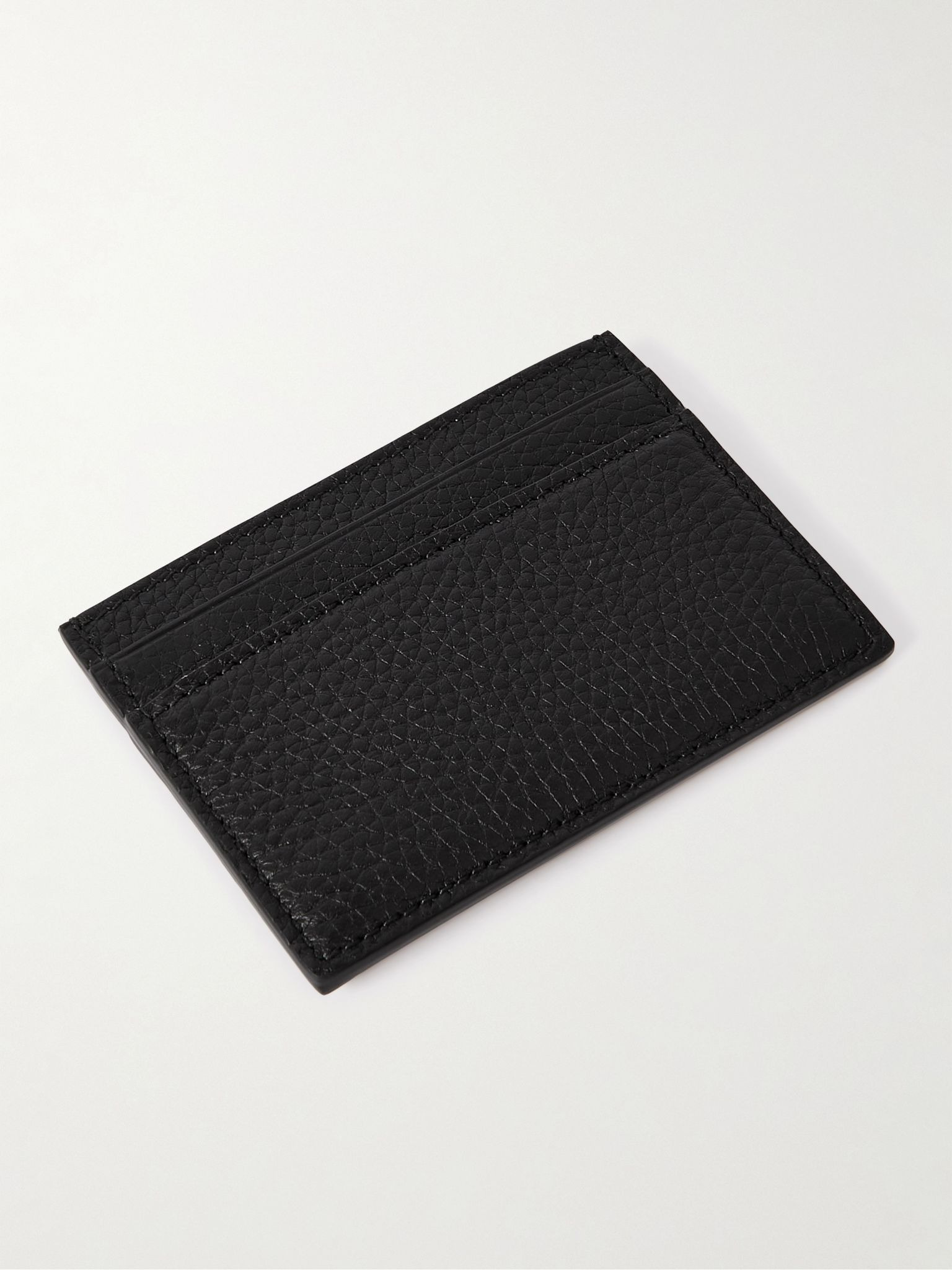 Logo-Embellished Full-Grain Leather Cardholder Black - 2