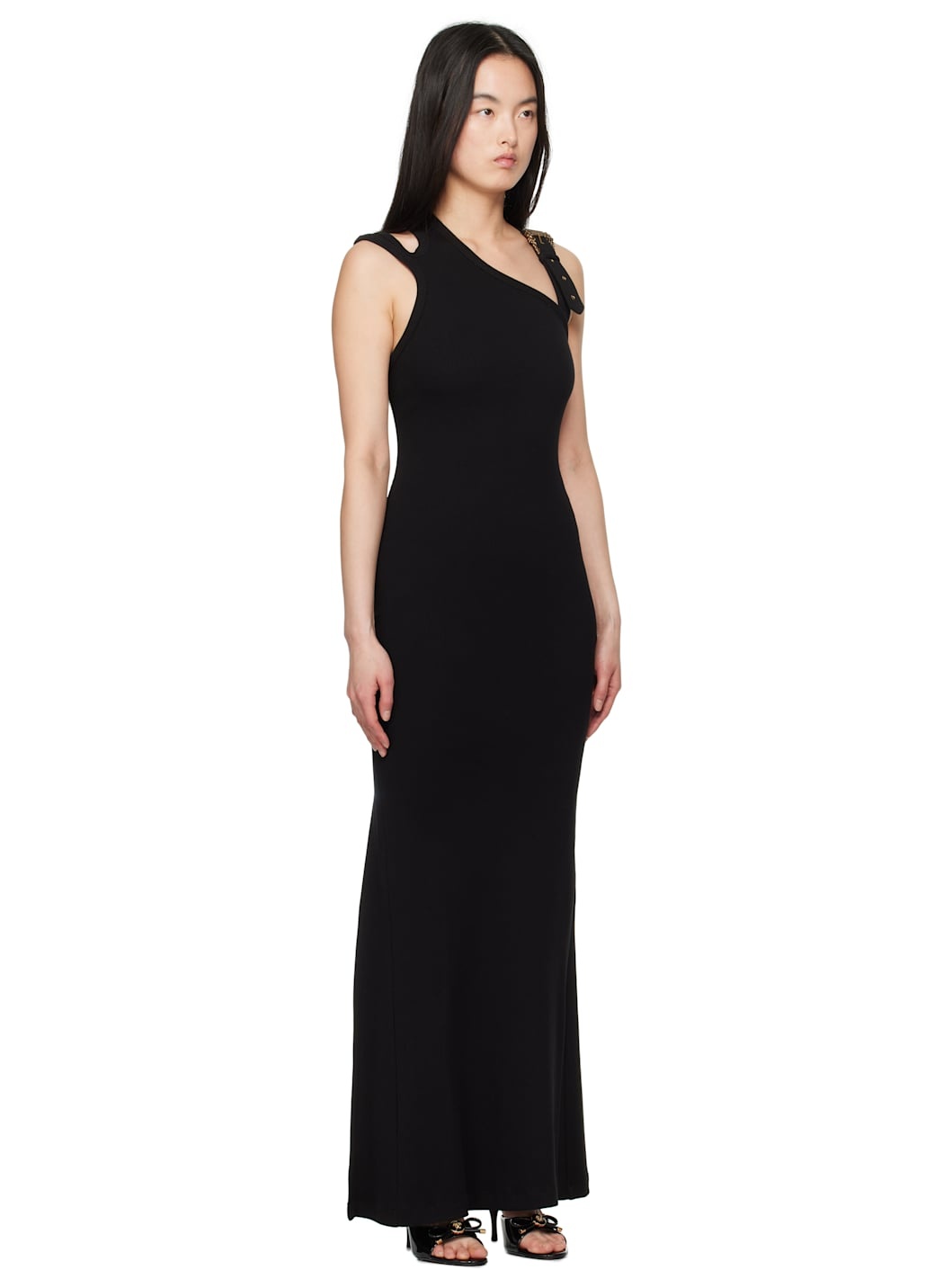 Black Baroque Buckle Maxi Dress - 2