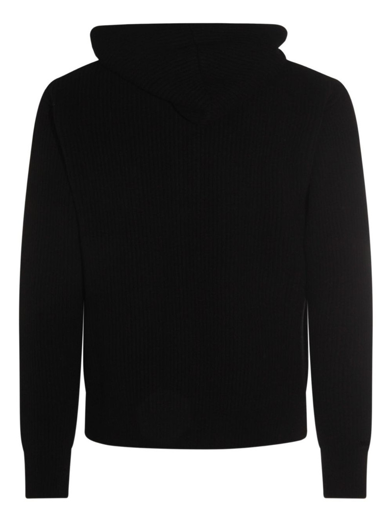 LARDINI ribbed zip-up knitted hoodie outlook