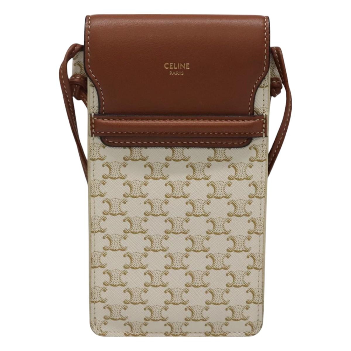 CELINE Triomphe Phone Holder Shoulder Bag Pvc White - 2