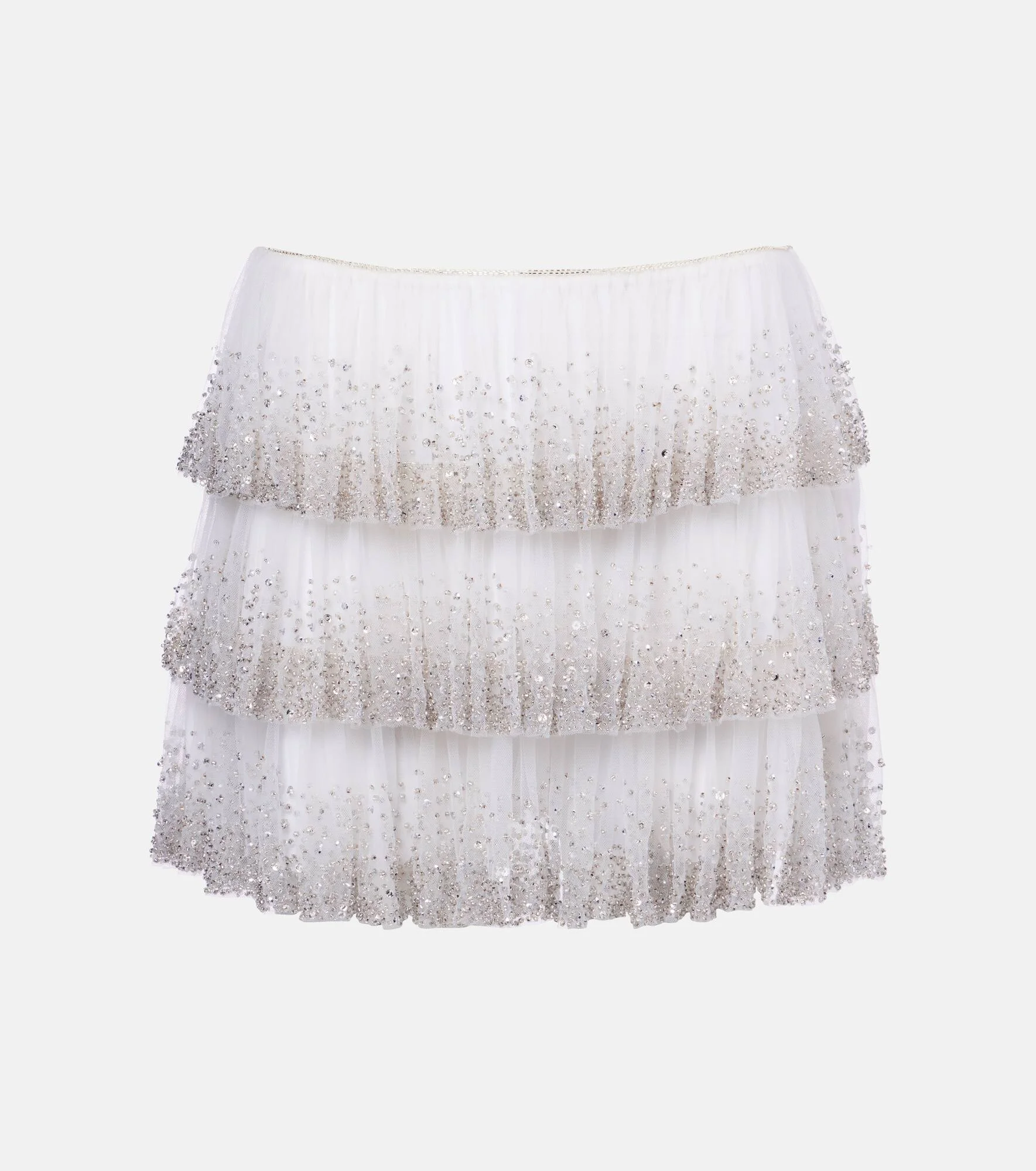 Evie beaded tiered tulle miniskirt - 1
