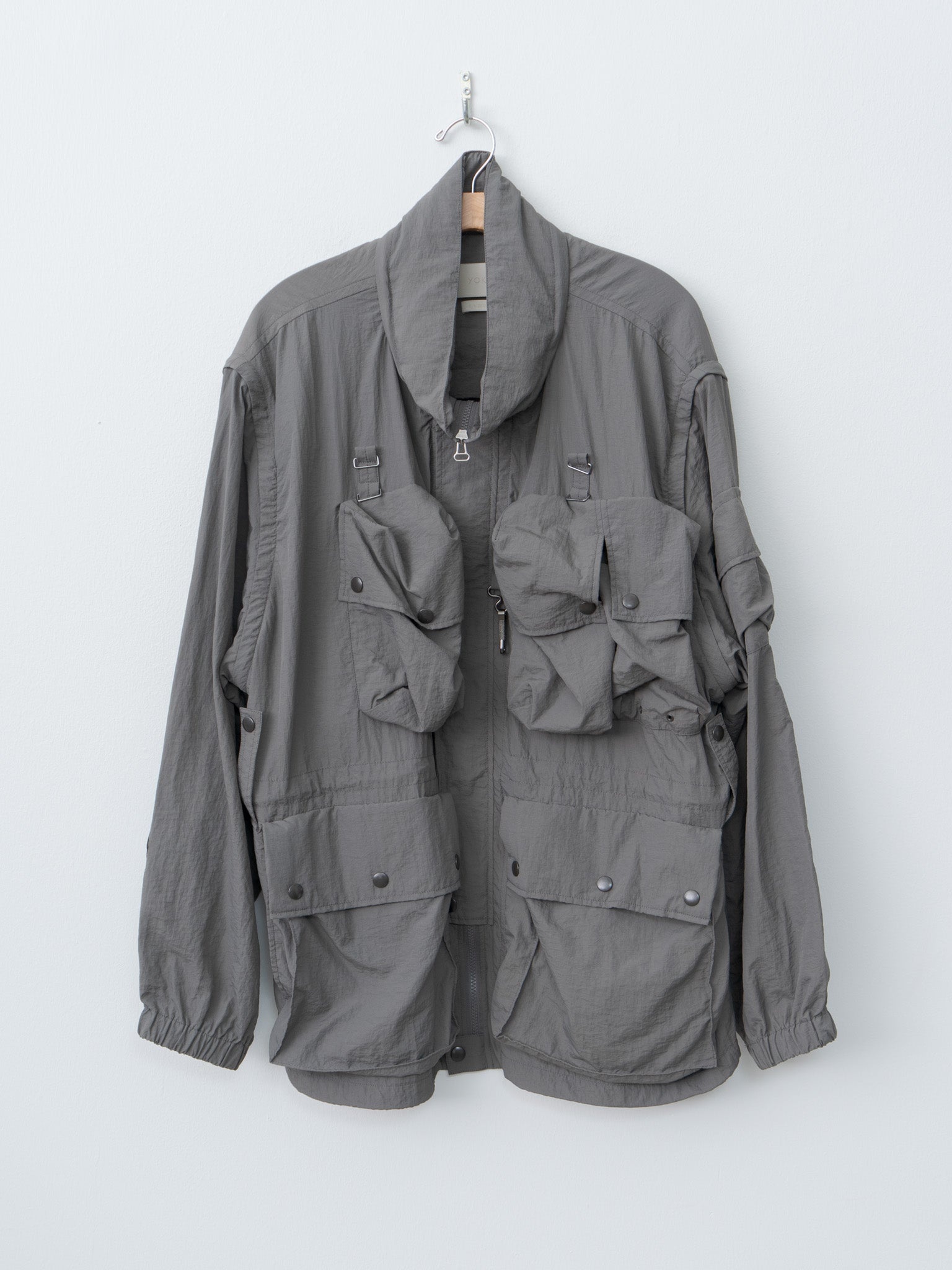 Nylon Multi Pockets Detachable Utility Blouson - Charcoal Khaki - 6