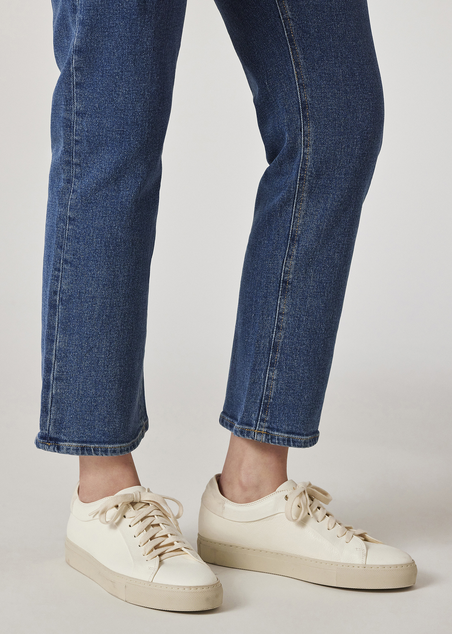 Women's White Basso Leather Trainers - 6