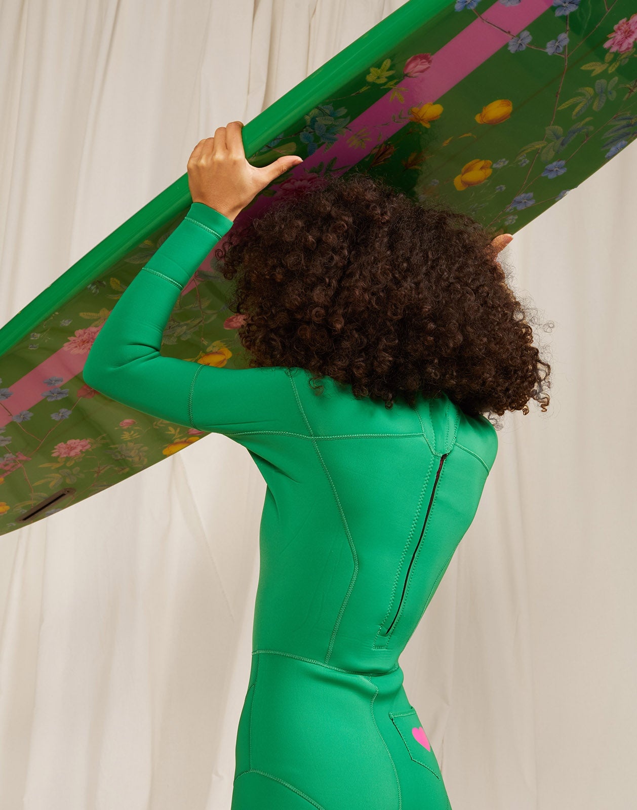 Custom 7' Surfboard - Green Garden Floral - 3