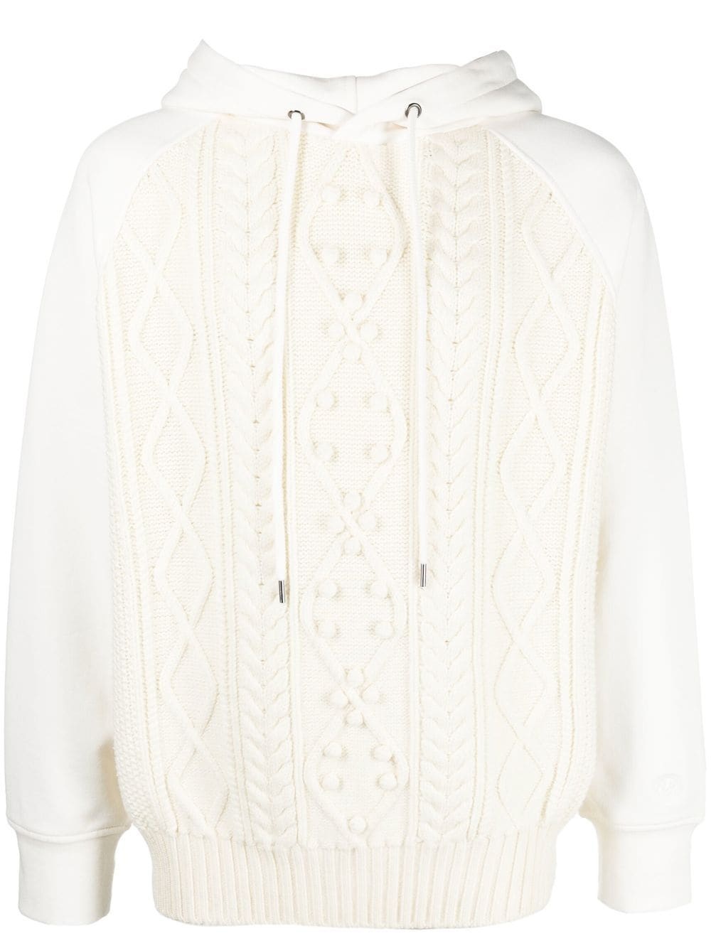 cable knit drawstring hoodie - 1