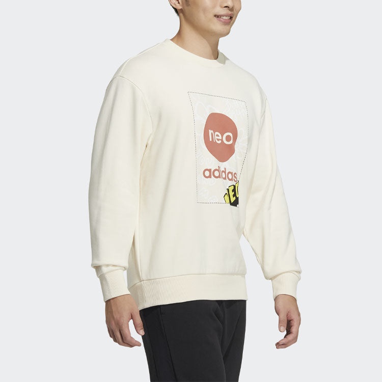 adidas neo Logo Printing Round Neck Long Sleeves Pullover Couple Style Yellow HM7432 - 4