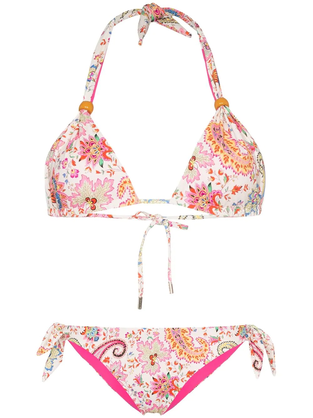 floral print triangle bikini set - 1