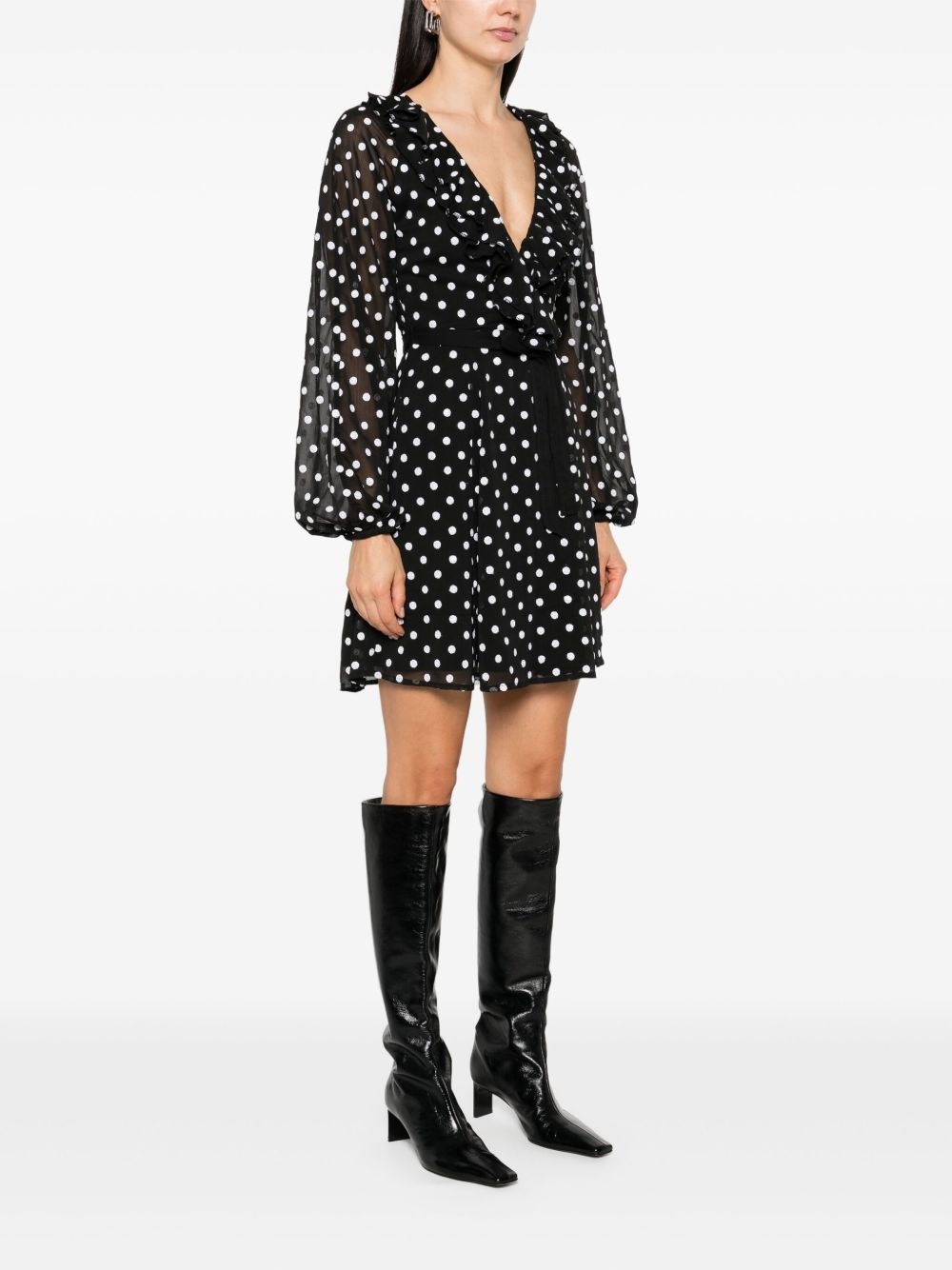 ruffle-detail chiffon mini dress - 3