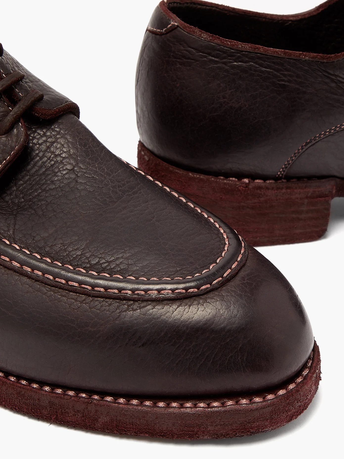 Bison grained-leather derby shoes - 6