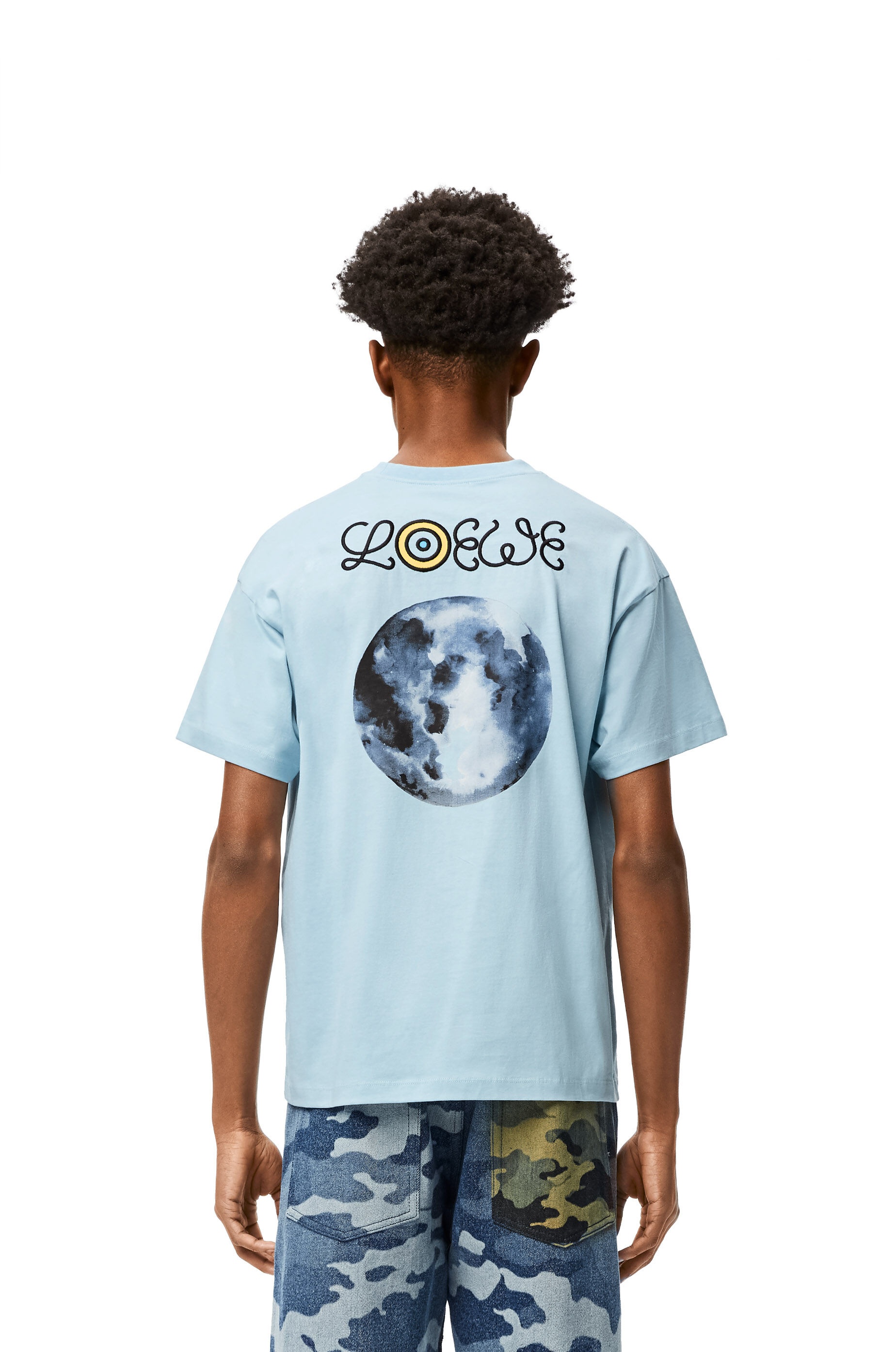 Blue moon print T-shirt in cotton - 4