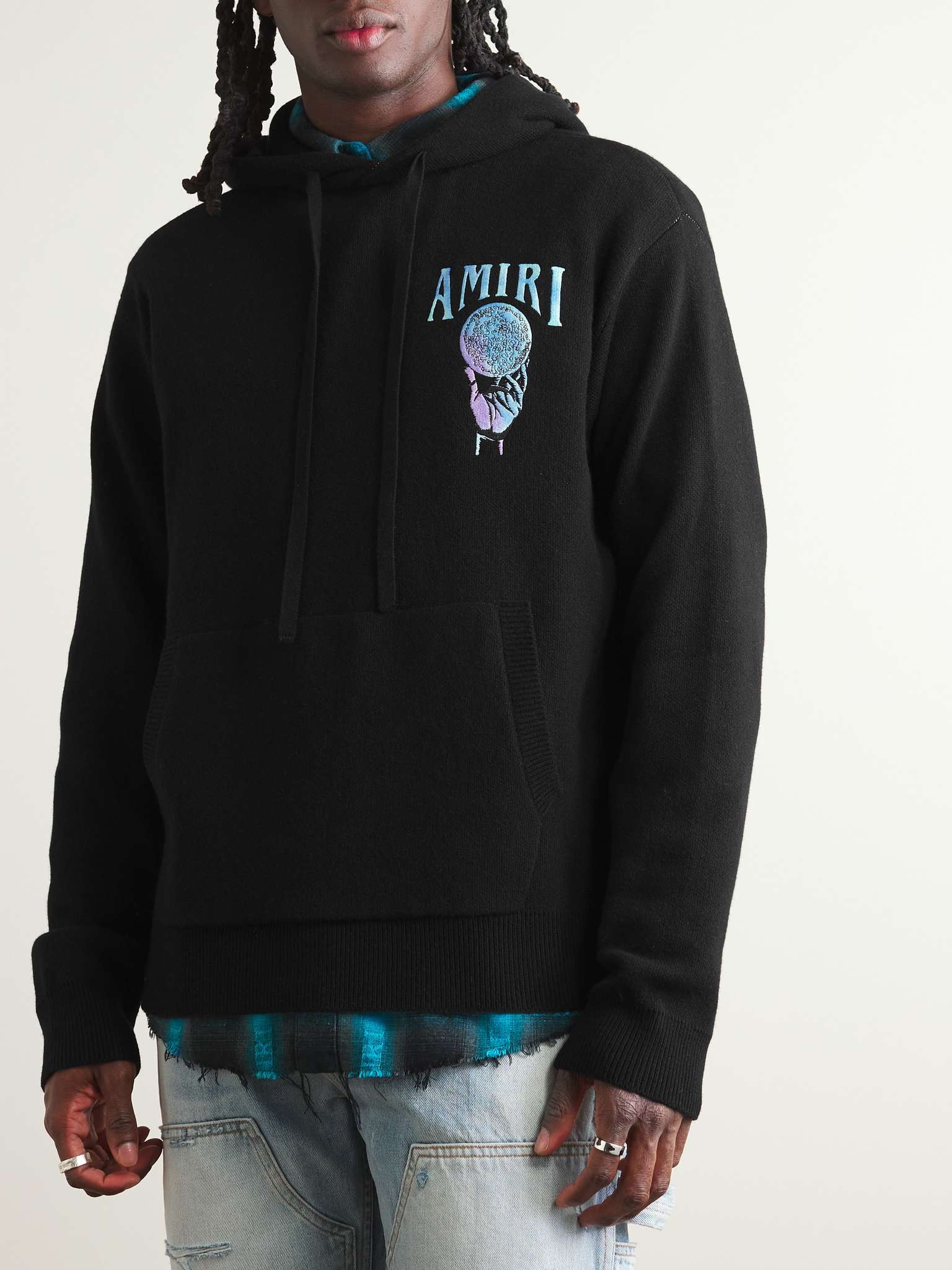 Crystal Ball Logo-Embroidered Intarsia Cashmere-Blend Hoodie - 3