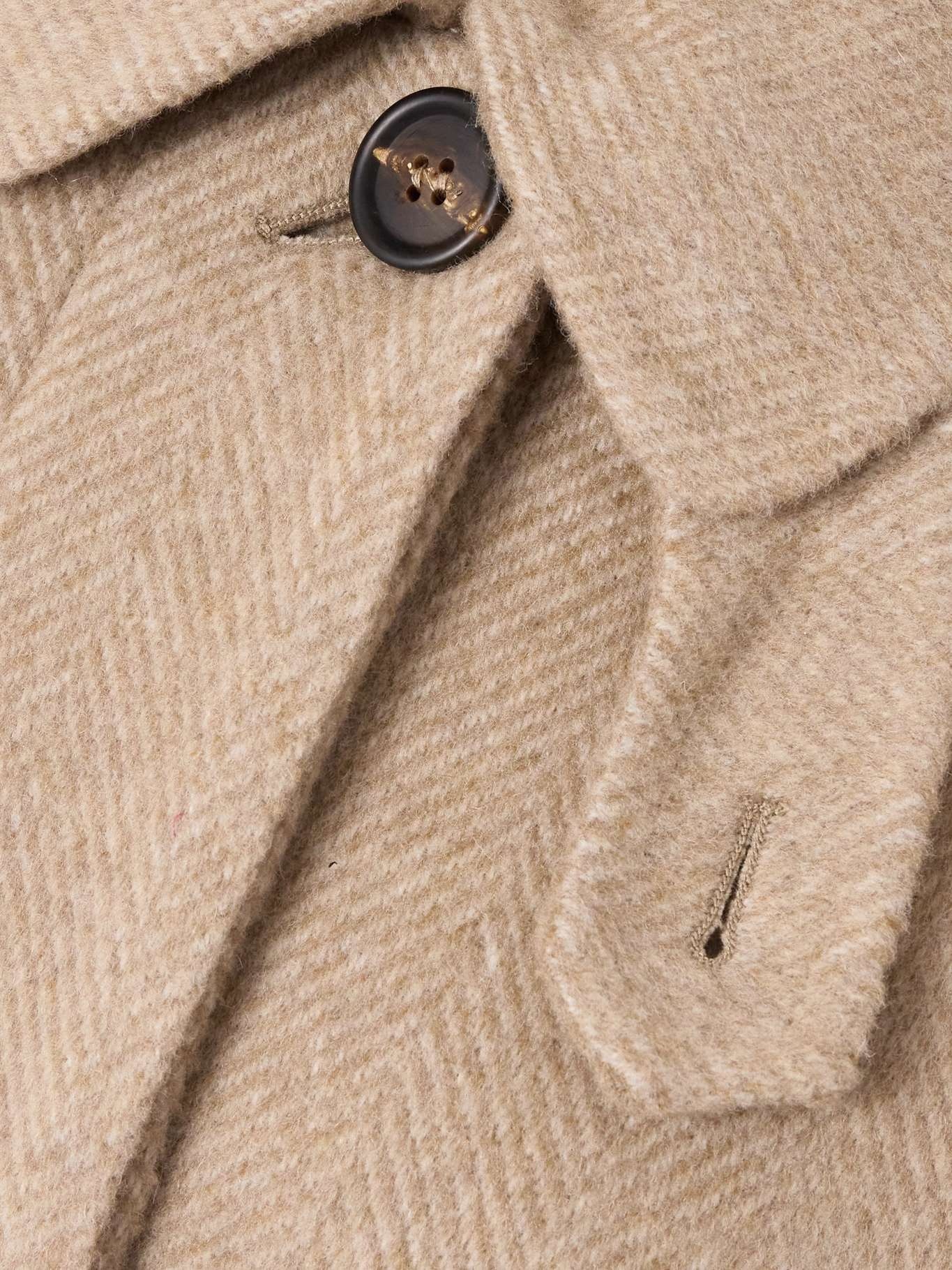 Belted herringbone wool and cashmere-blend coat - 5