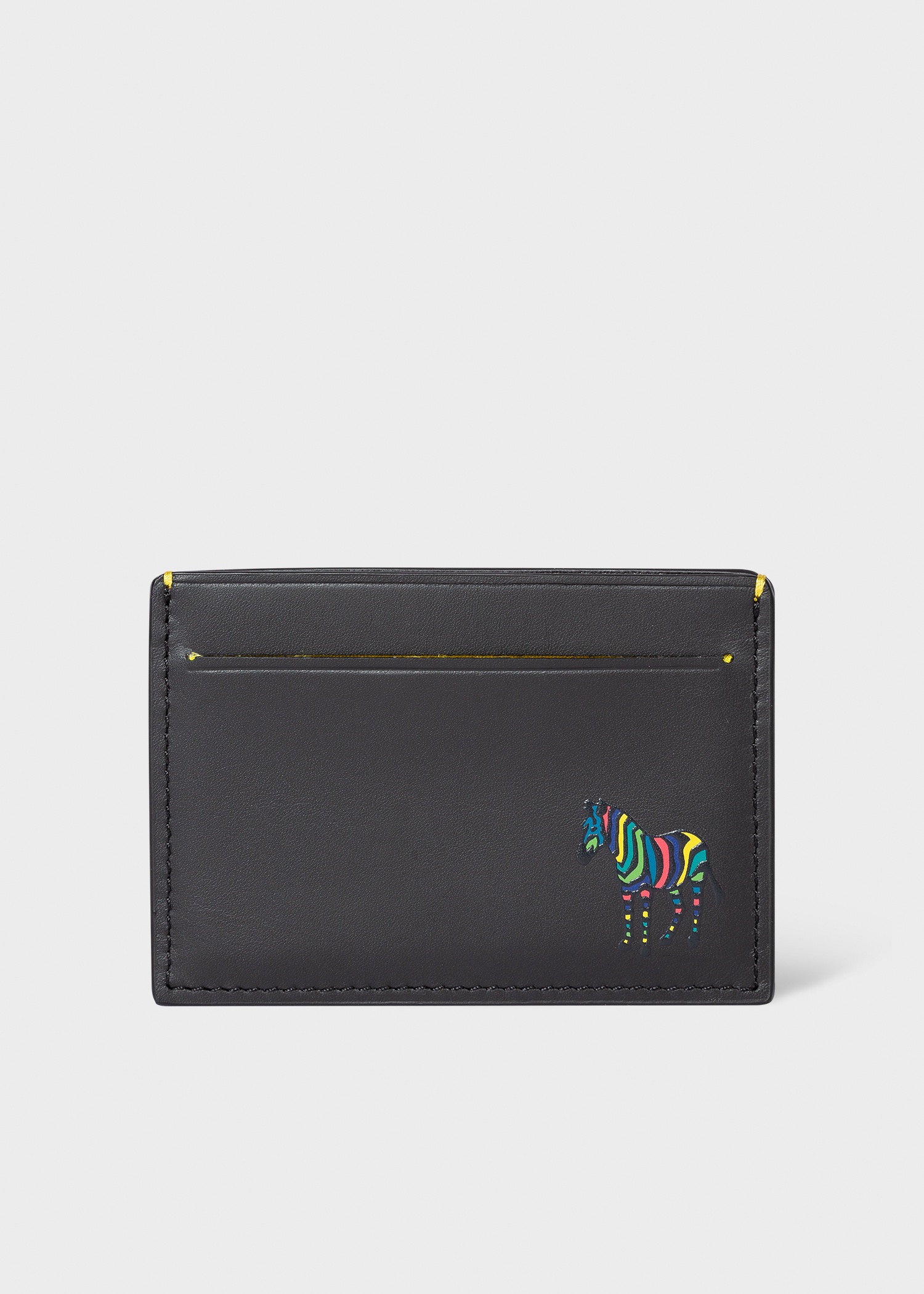 Black 'Zebra' Leather Credit Card Holder - 1