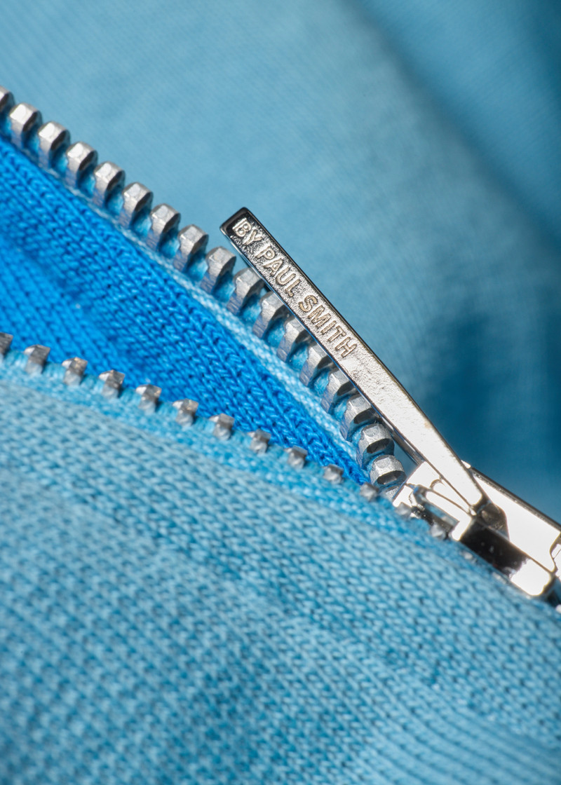 Sky Blue Cotton Zip-Front Zebra Logo Hoodie 5