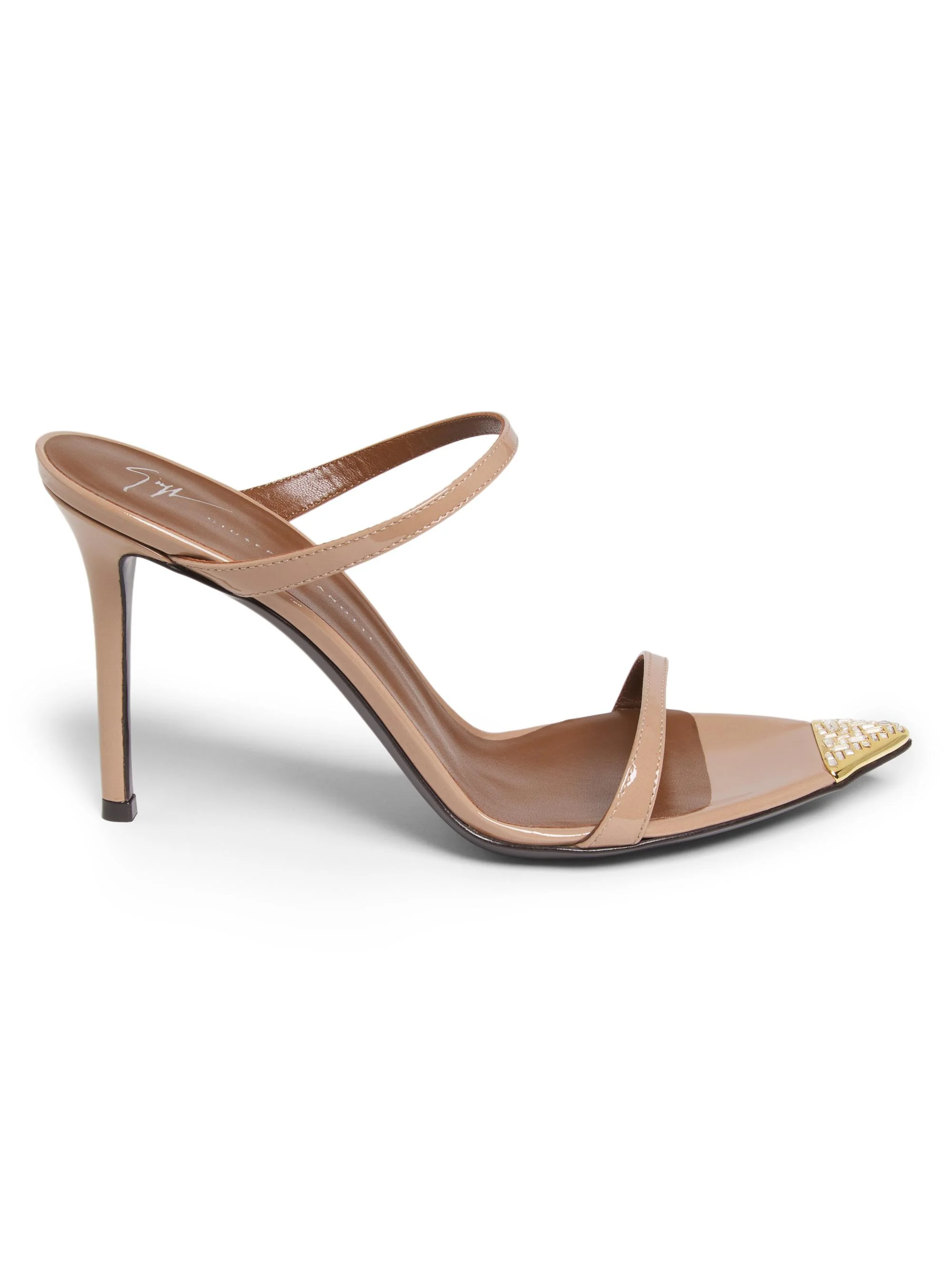 Women's Intrigo 90MM Crystal-Embellished Patent Leather Sandals - Sabbia Oro - 1