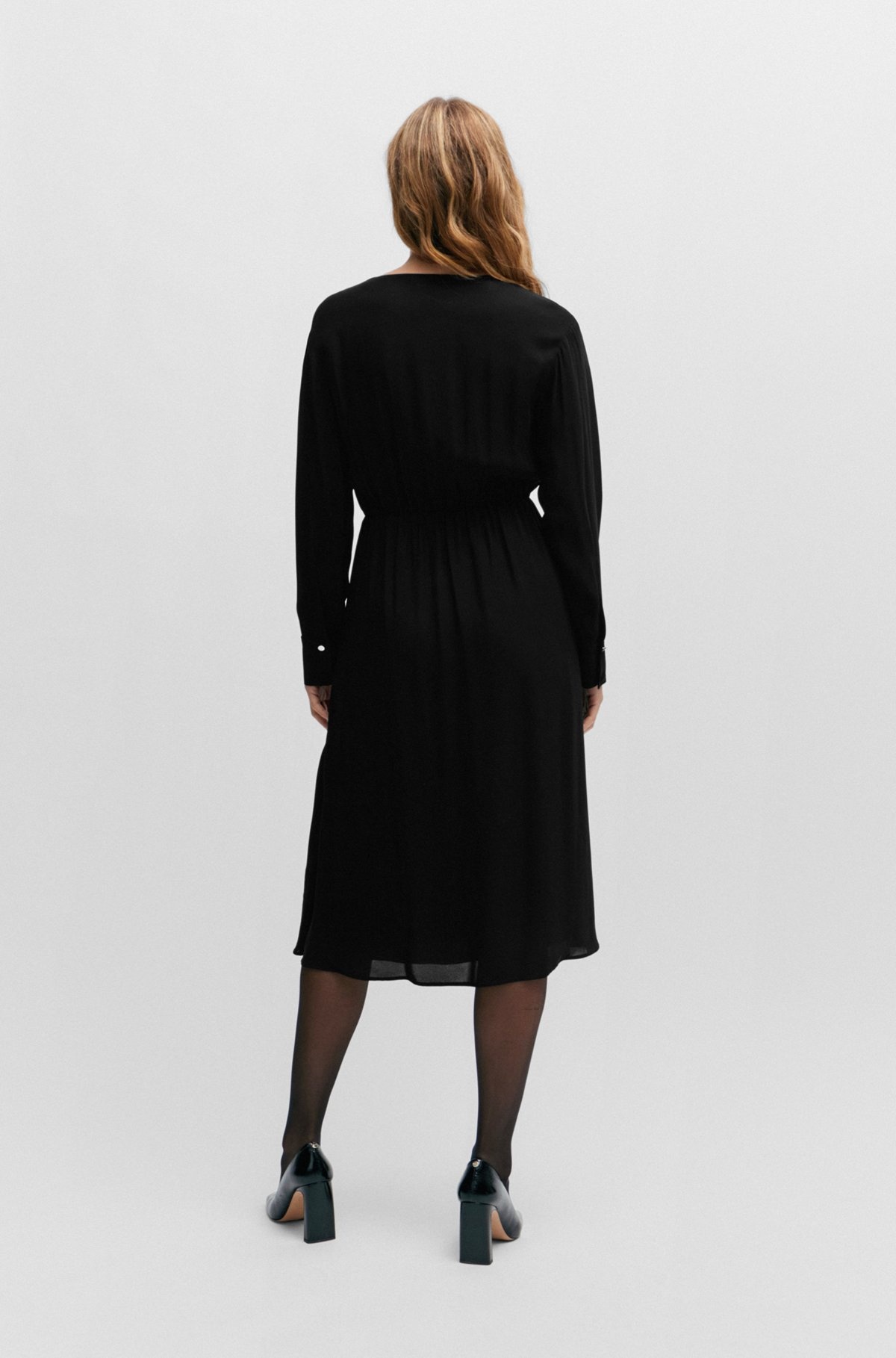 REGULAR-FIT DRESS WITH WRAP FRONT AND BUTTON CUFFS - 4