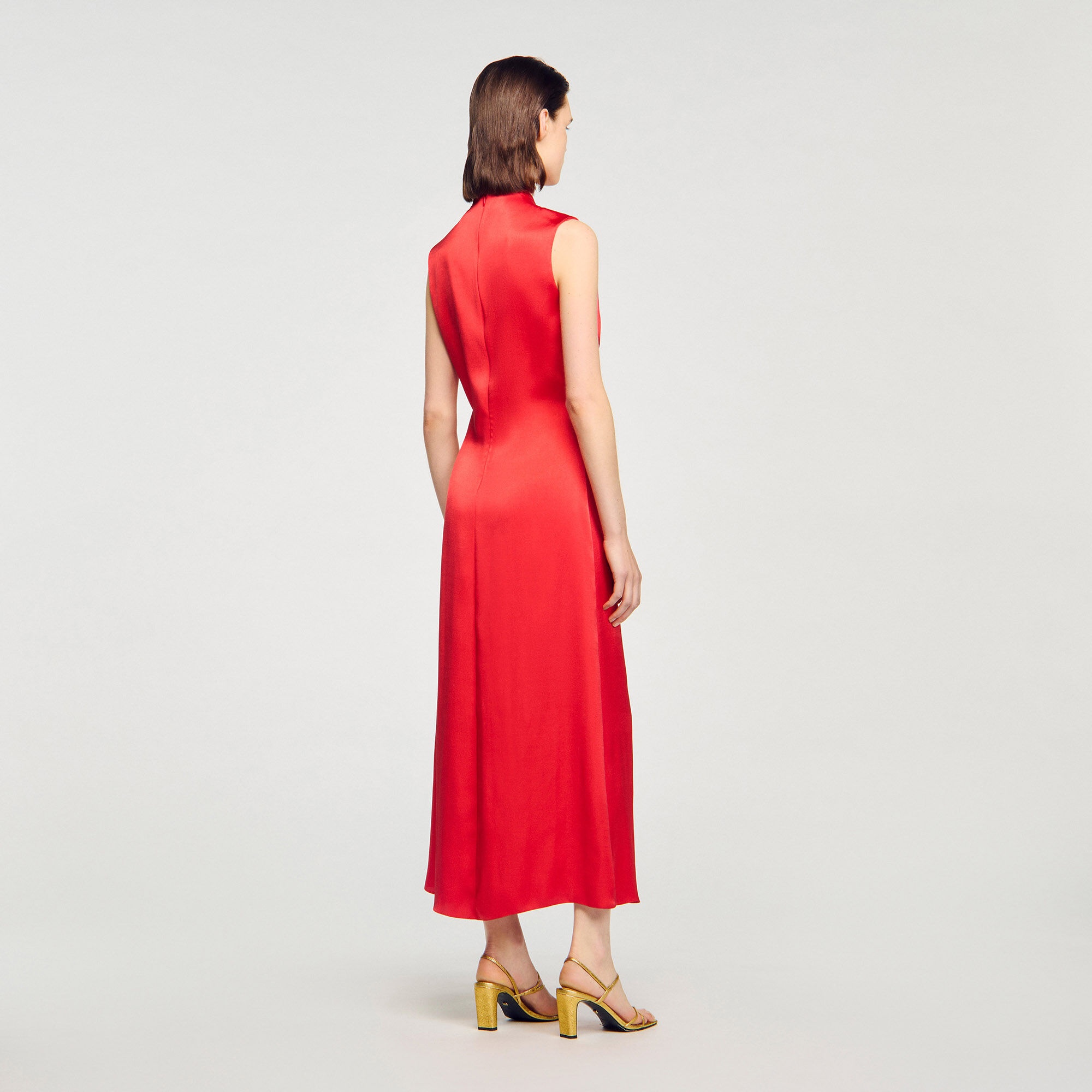 DRAPED SATIN-EFFECT DRESS - 5