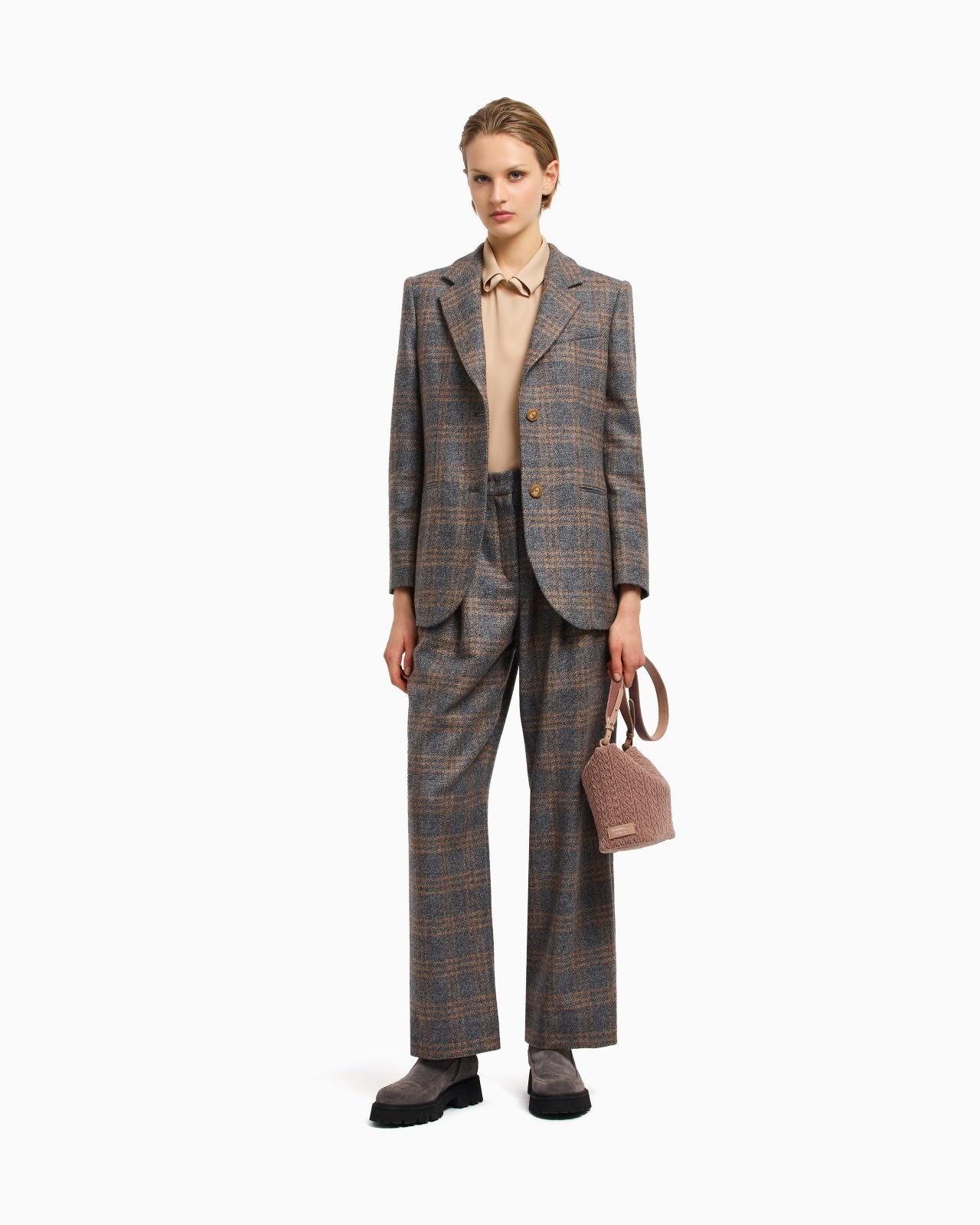 ICON VIRGIN-WOOL BLEND SINGLE-BREASTED BLAZER WITH CHECK MOTIF - 2