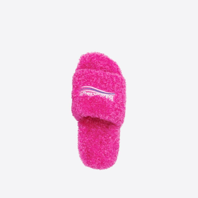 Women's Furry Slide Sandal in Pink 5