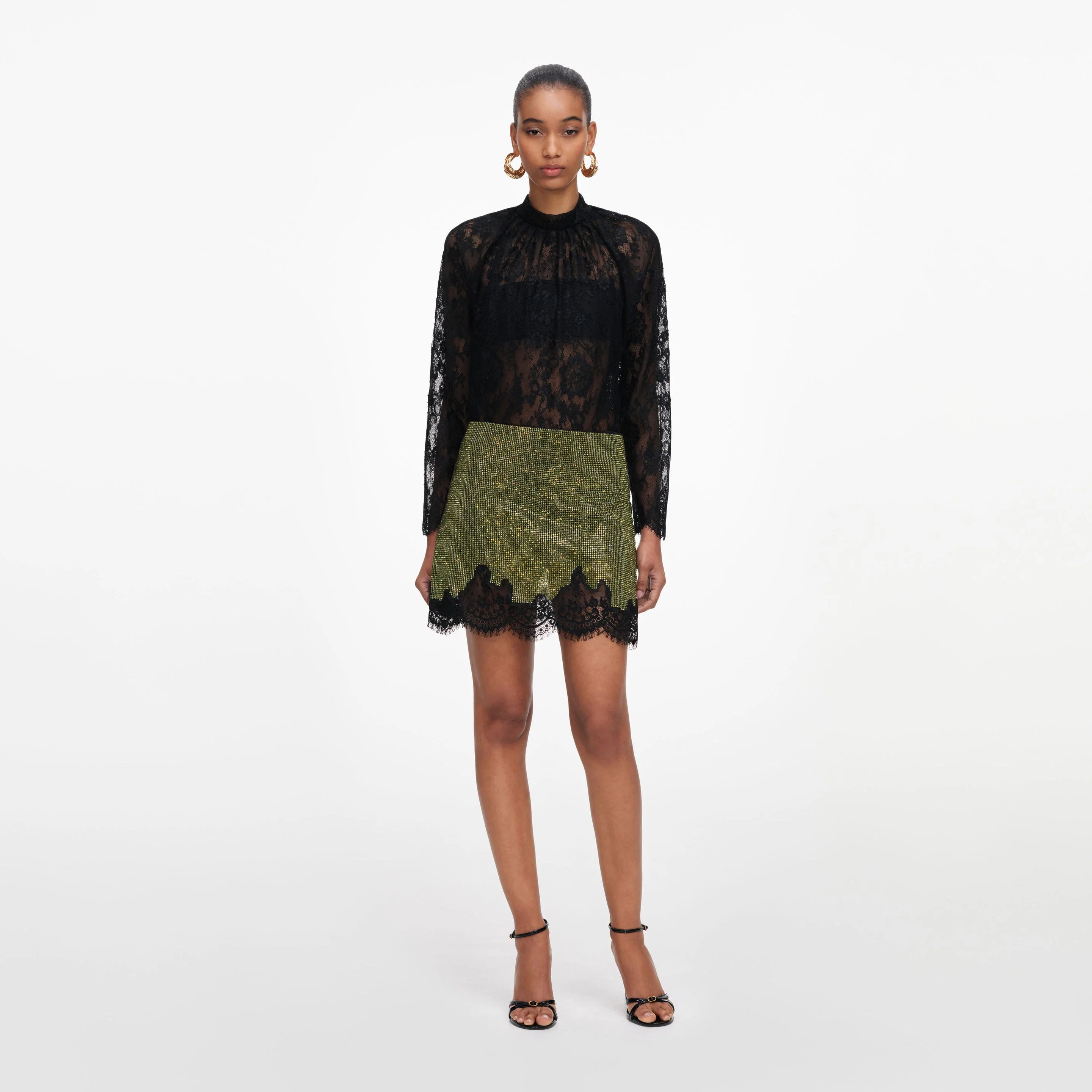 Green Crystal Chainmail Mini Skirt - 1