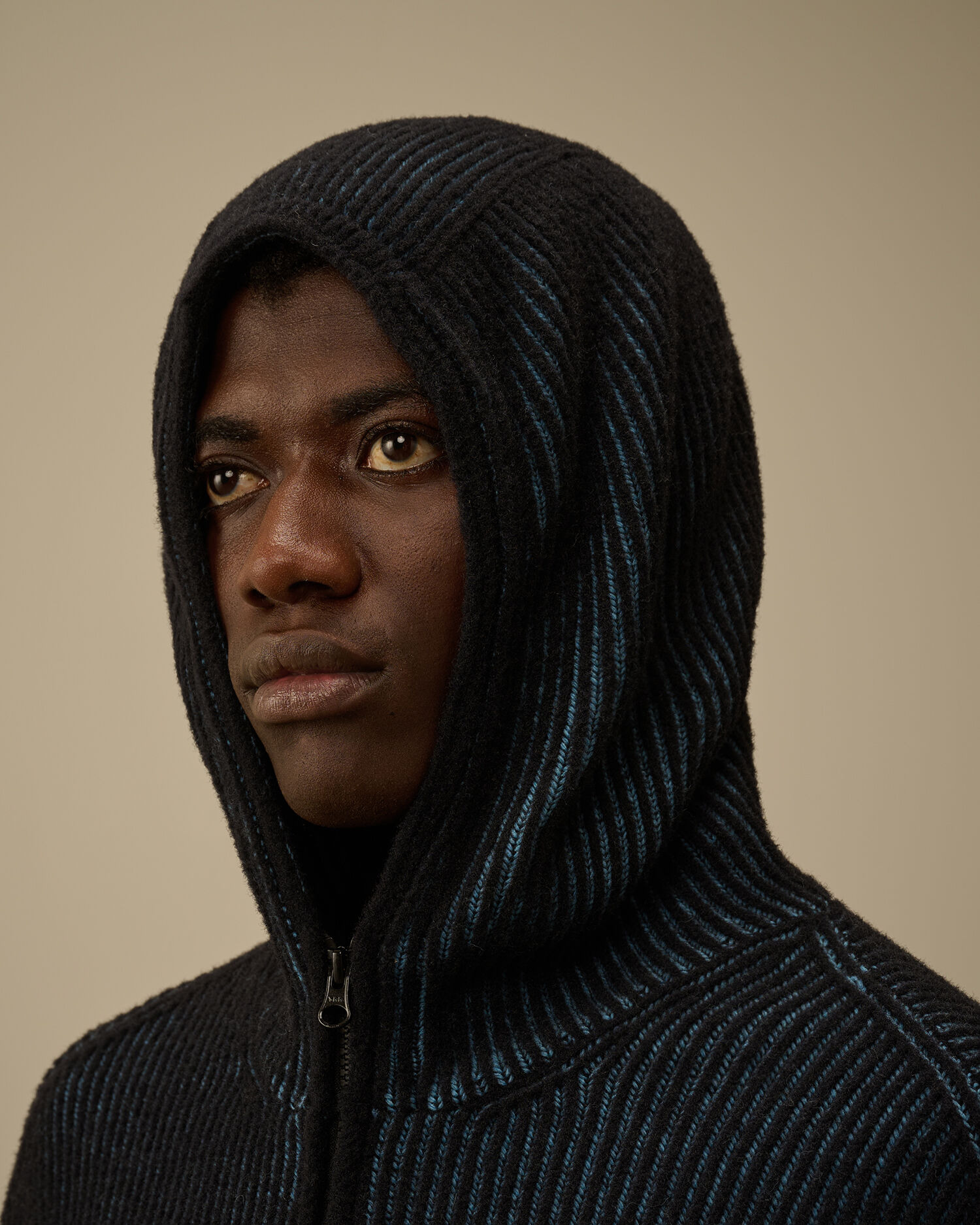 Fleece Knit Hooded Full Zip Sweater - 6