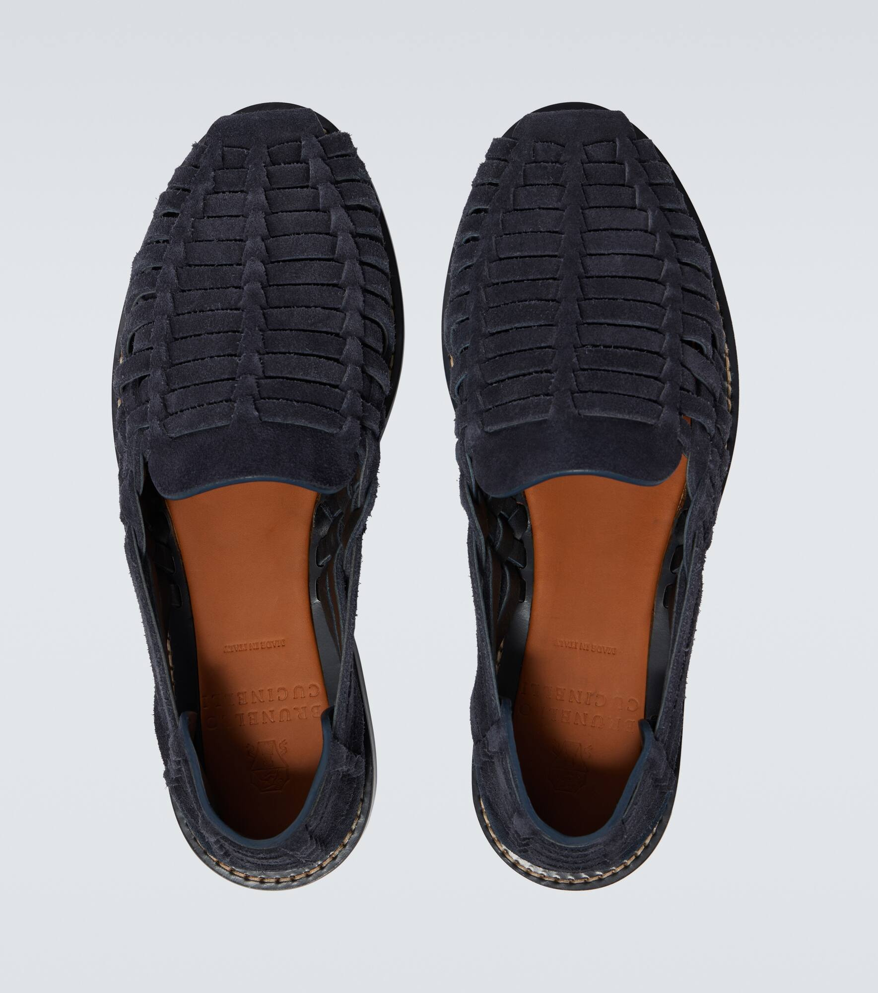Woven suede loafers - 4