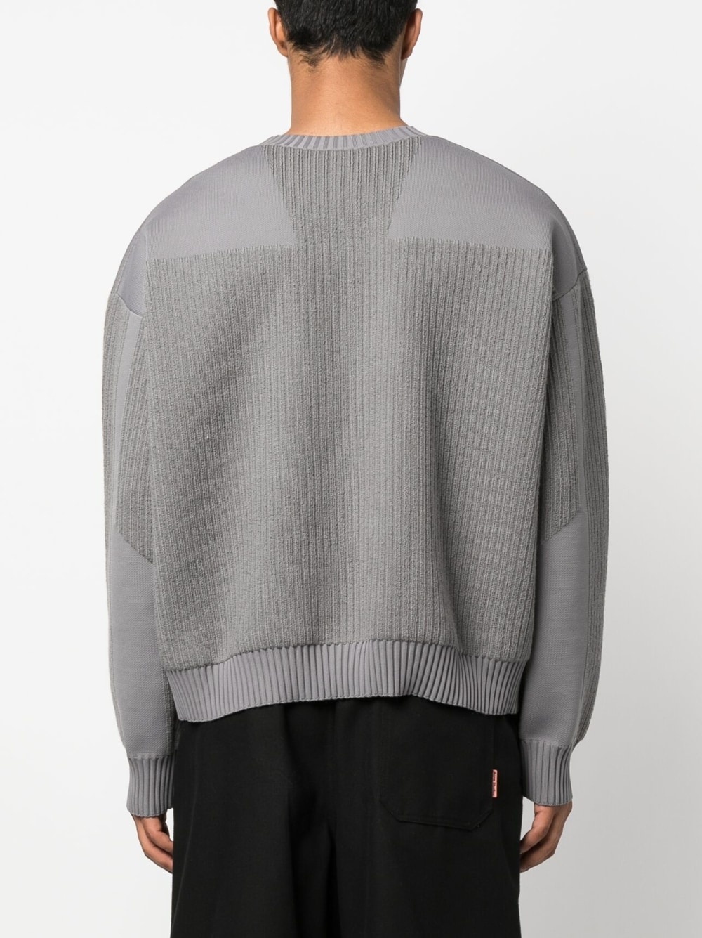 ribbed-panneling crew-neck jumper - 4