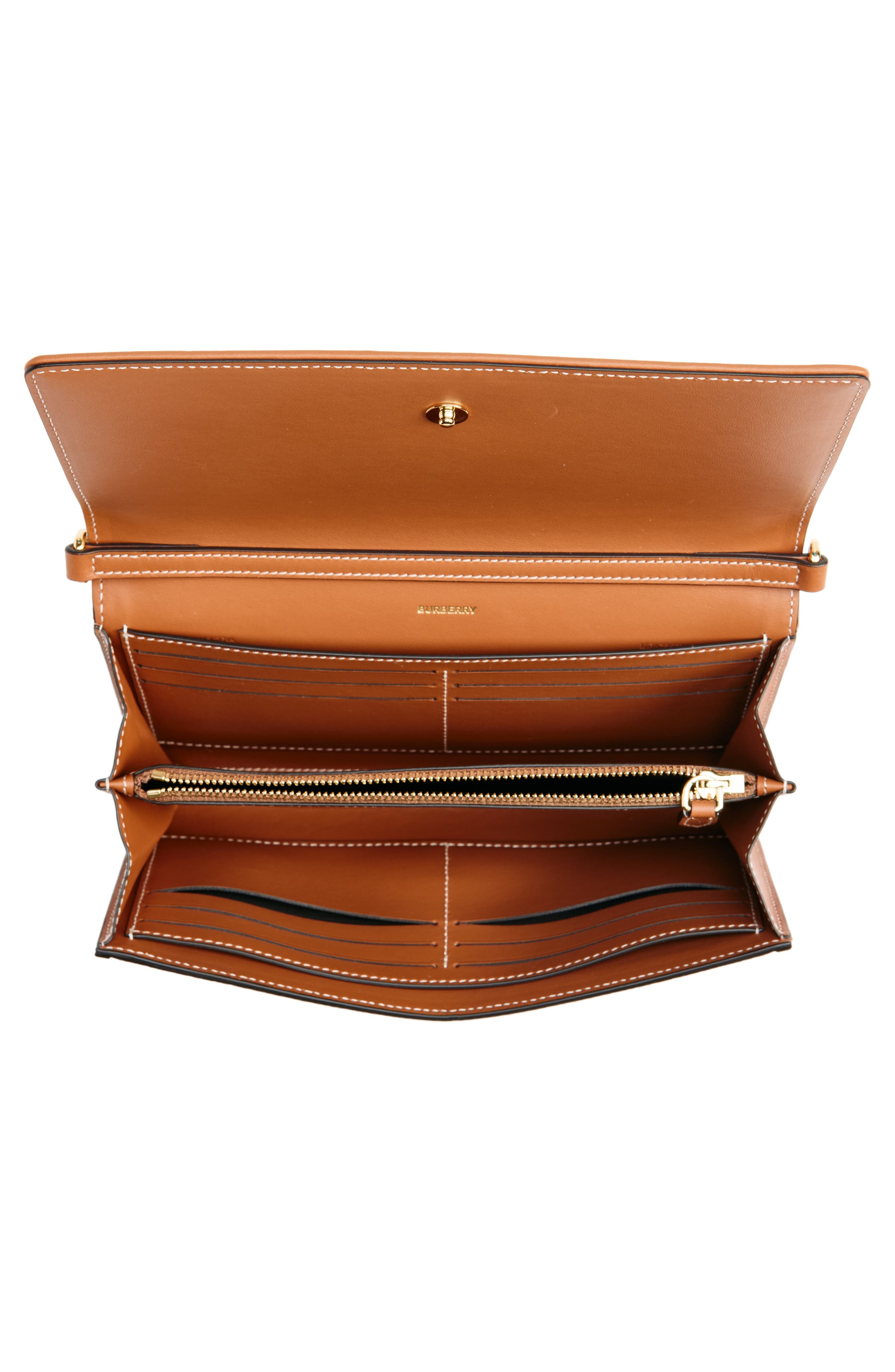 burberry Hannah Check Coated Canvas Wallet on a Chain in Vntg Chk/briar Brown at Nordstrom - 4