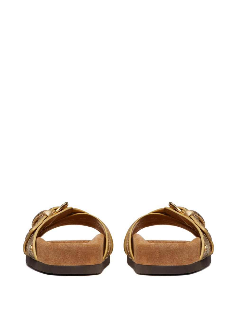 crossover-strap leather slides - 3