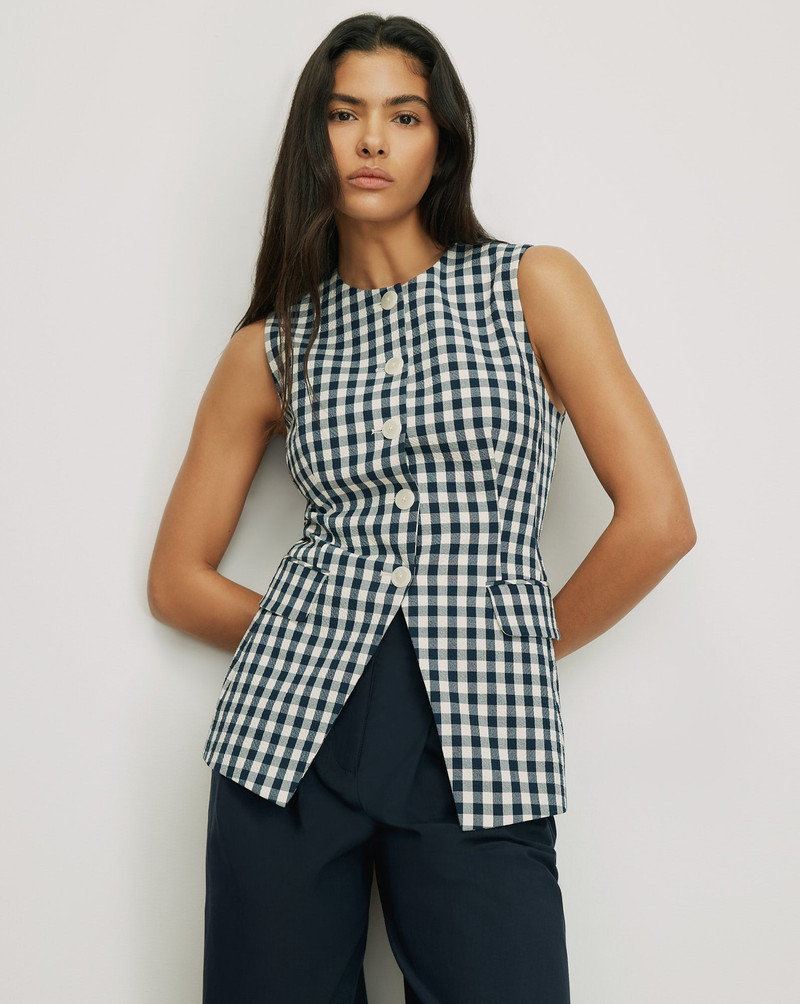 VERONICA BEARD LOIS GINGHAM VEST outlook