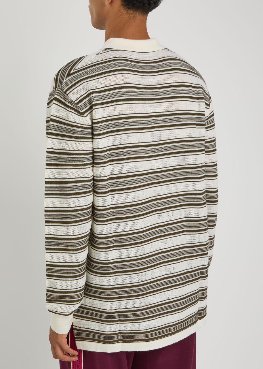 Wales Bonner Samuel Striped Wool-blend Polo Shirt - 3